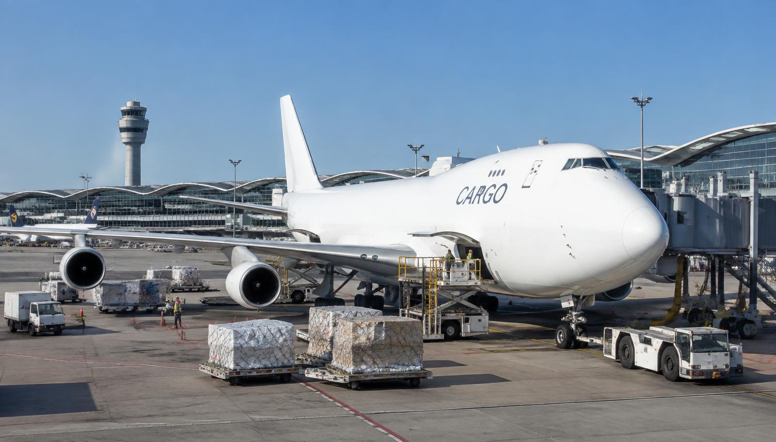 Cargo airplane parked at the airport
